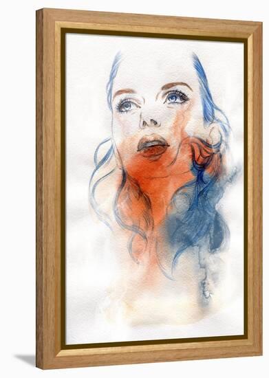 Woman Face. Hand Painted Fashion Illustration-Anna Ismagilova-Framed Stretched Canvas