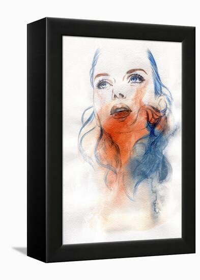 Woman Face. Hand Painted Fashion Illustration-Anna Ismagilova-Framed Stretched Canvas