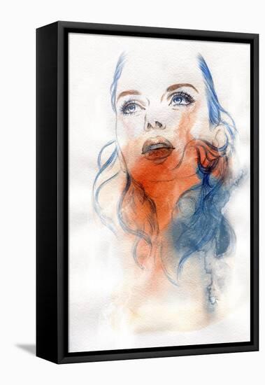 Woman Face. Hand Painted Fashion Illustration-Anna Ismagilova-Framed Stretched Canvas