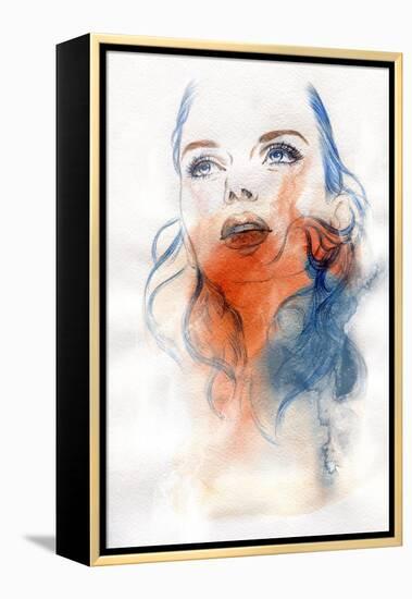 Woman Face. Hand Painted Fashion Illustration-Anna Ismagilova-Framed Stretched Canvas