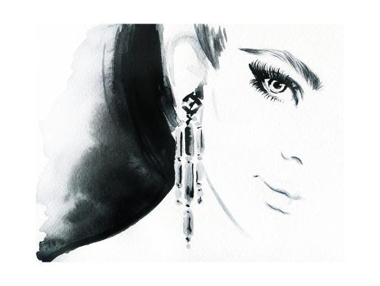 Woman Face Jewelry And Beauty Fashion Illustration Art Print By