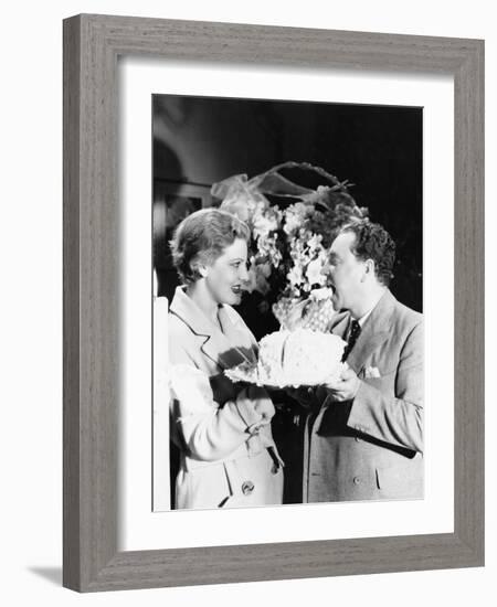 Woman Feeding a Man a Piece of Cake-null-Framed Photo