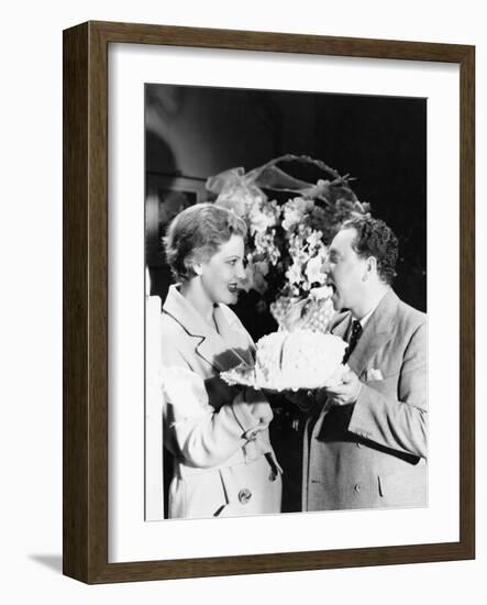 Woman Feeding a Man a Piece of Cake-null-Framed Photo