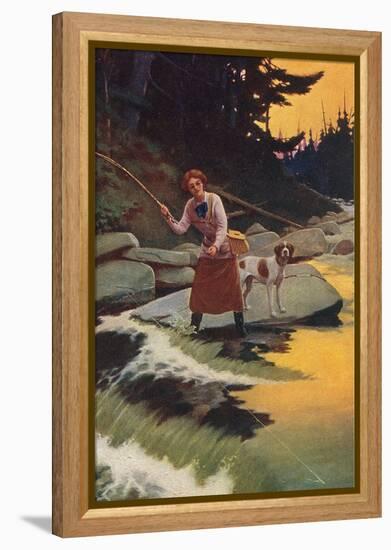 Woman Fishing-null-Framed Stretched Canvas