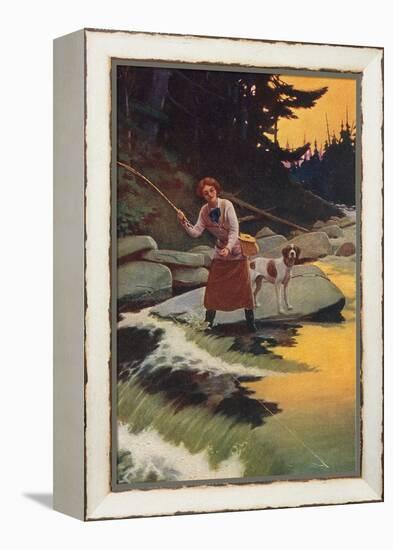 Woman Fishing-null-Framed Stretched Canvas