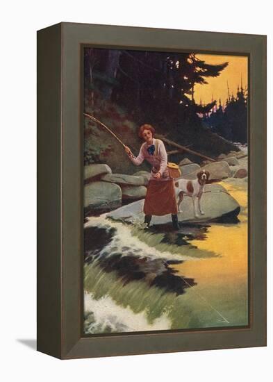 Woman Fishing-null-Framed Stretched Canvas