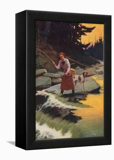 Woman Fishing-null-Framed Stretched Canvas