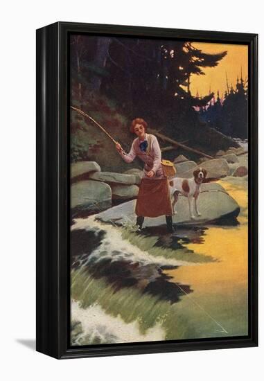 Woman Fishing-null-Framed Stretched Canvas