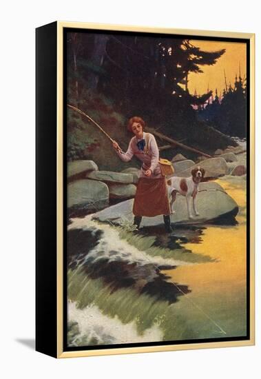 Woman Fishing-null-Framed Stretched Canvas