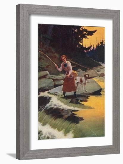 Woman Fishing-null-Framed Art Print