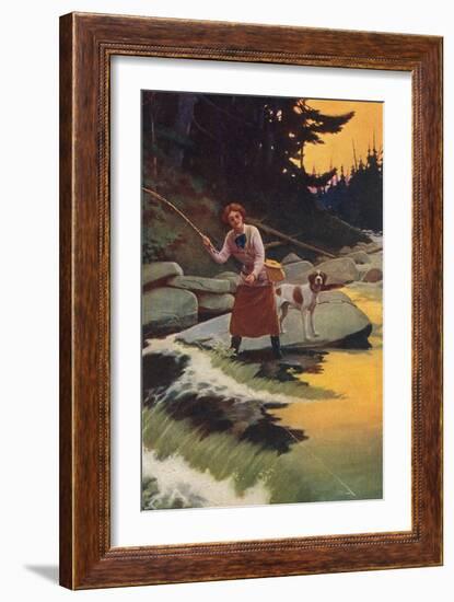 Woman Fishing-null-Framed Art Print