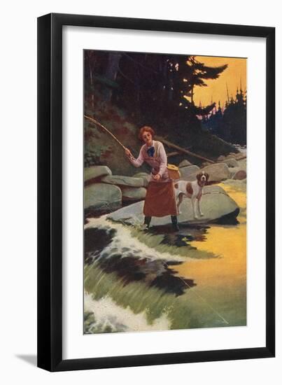 Woman Fishing--Framed Art Print