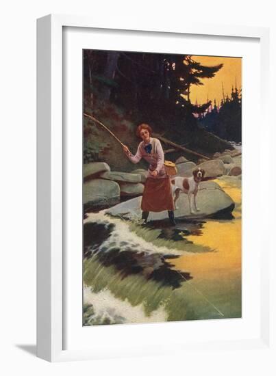 Woman Fishing-null-Framed Art Print