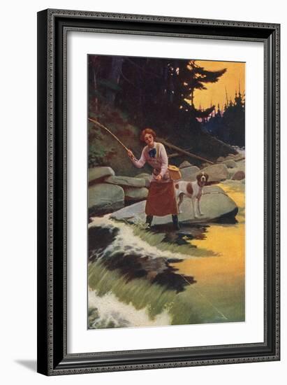 Woman Fishing-null-Framed Art Print