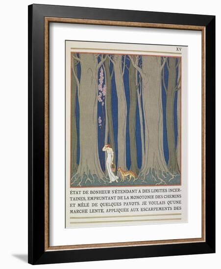 Woman Followed by a Leopard, Illustration from 'Les Mythes' by Paul Valery (1871-1945)-Georges Barbier-Framed Giclee Print