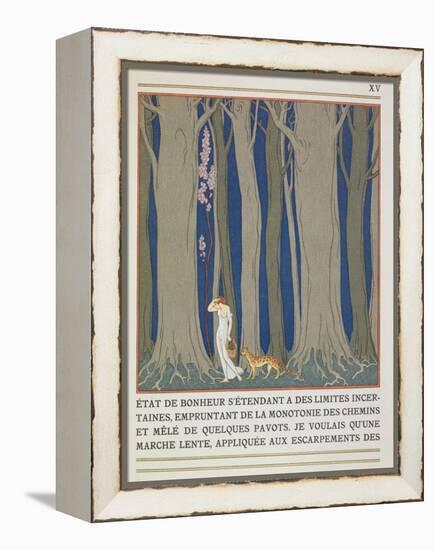 Woman Followed by a Leopard, Illustration from 'Les Mythes' by Paul Valery (1871-1945)-Georges Barbier-Framed Premier Image Canvas