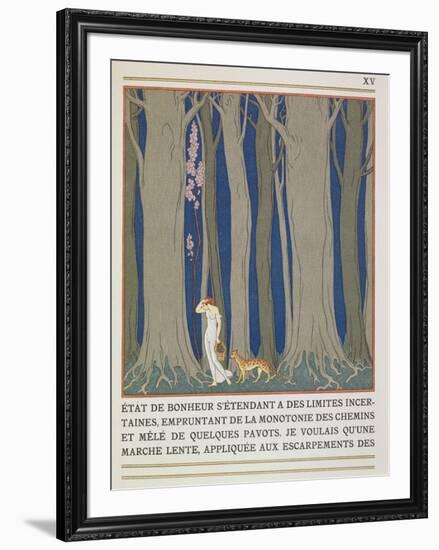 Woman Followed by a Leopard, Illustration from 'Les Mythes' by Paul Valery (1871-1945)-Georges Barbier-Framed Giclee Print