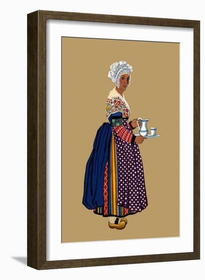 Woman from St. Germain, Lembron Serves a Pitcher of Milk for Coffee or Tea-Elizabeth Whitney Moffat-Framed Art Print
