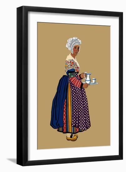 Woman from St. Germain, Lembron Serves a Pitcher of Milk for Coffee or Tea-Elizabeth Whitney Moffat-Framed Art Print