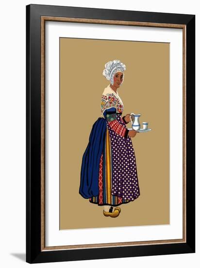 Woman from St. Germain, Lembron Serves a Pitcher of Milk for Coffee or Tea-Elizabeth Whitney Moffat-Framed Art Print