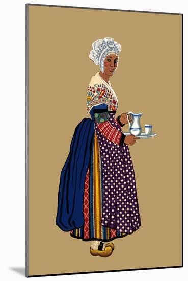 Woman from St. Germain, Lembron Serves a Pitcher of Milk for Coffee or Tea-Elizabeth Whitney Moffat-Mounted Art Print