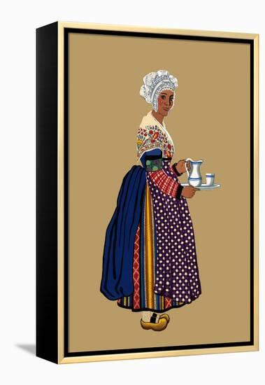 Woman from St. Germain, Lembron Serves a Pitcher of Milk for Coffee or Tea-Elizabeth Whitney Moffat-Framed Stretched Canvas