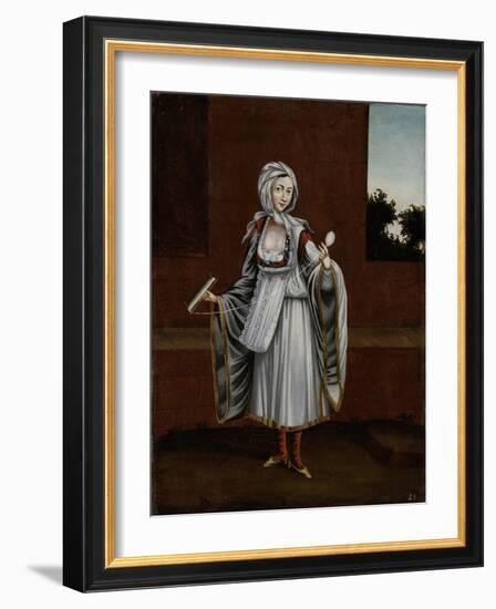 Woman from the Island of Kithnos (Thermia)-Jean Baptiste Vanmour-Framed Art Print