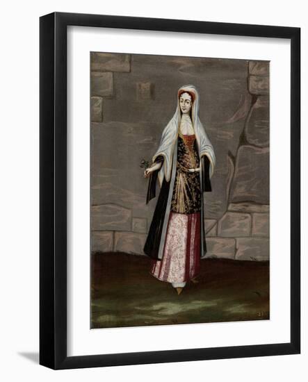 Woman from the Island of Mykonos-Jean Baptiste Vanmour-Framed Art Print