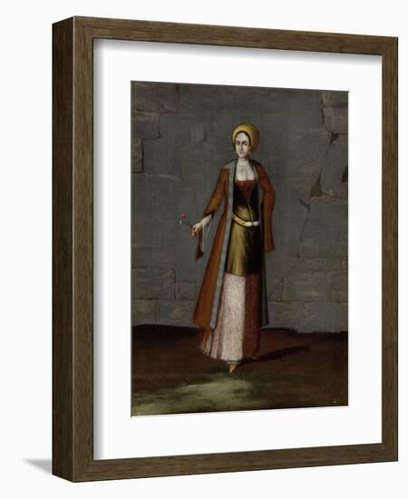 Woman from the Island of Tinos-Jean Baptiste Vanmour-Framed Art Print