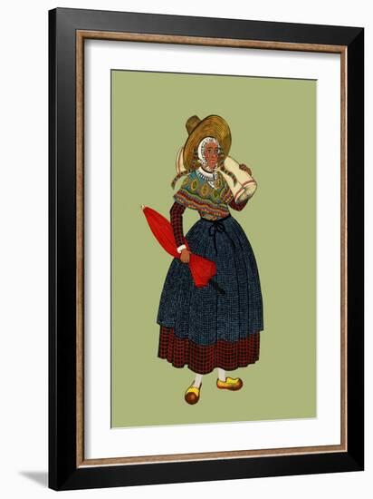 Woman from Voiron Carries an Umbrella and Rug-Elizabeth Whitney Moffat-Framed Art Print