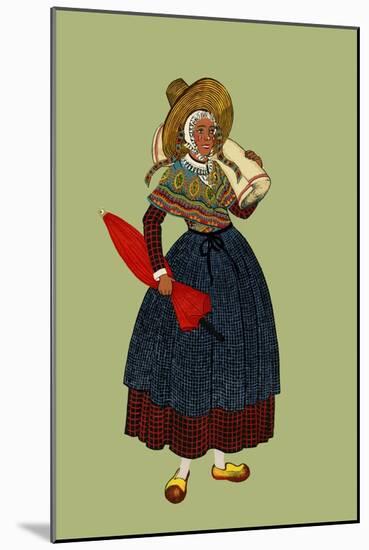 Woman from Voiron Carries an Umbrella and Rug-Elizabeth Whitney Moffat-Mounted Art Print