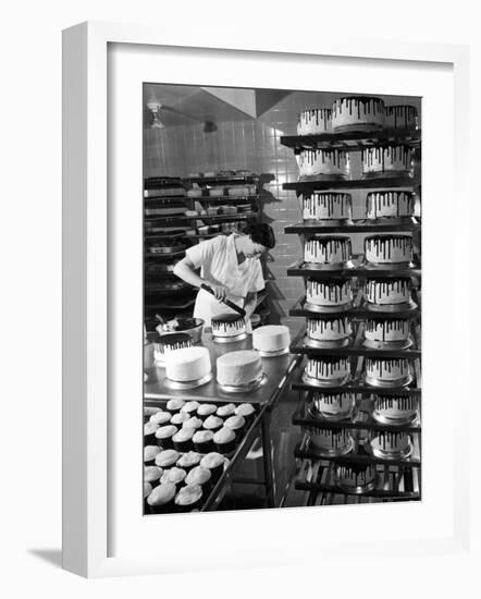 Woman Frosting Cakes at Schrafft's in Rockefeller Center-Cornell Capa-Framed Photographic Print