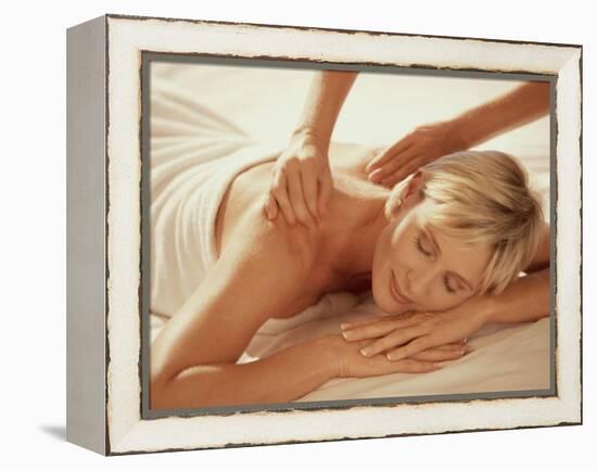 Woman Getting a Back Massage-null-Framed Premier Image Canvas
