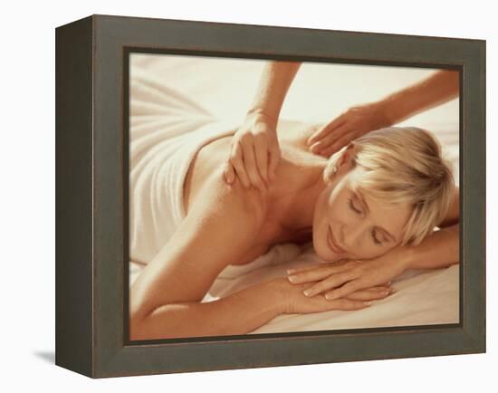 Woman Getting a Back Massage-null-Framed Premier Image Canvas