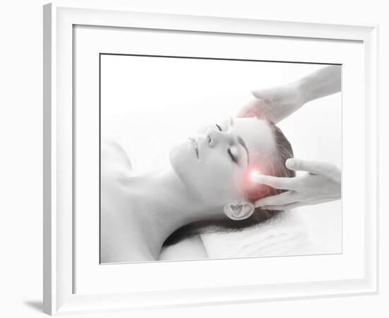 Woman Getting Massaging Treatment over White Background-shmeljov-Framed Photographic Print