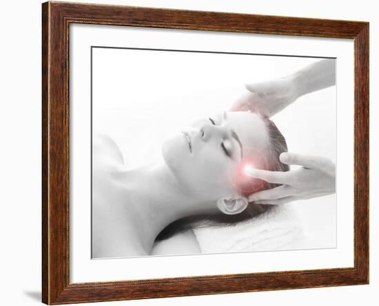 Woman Getting Massaging Treatment over White Background-shmeljov-Framed Photographic Print