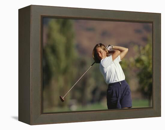 Woman Golfer in Action-Chris Trotman-Framed Premier Image Canvas