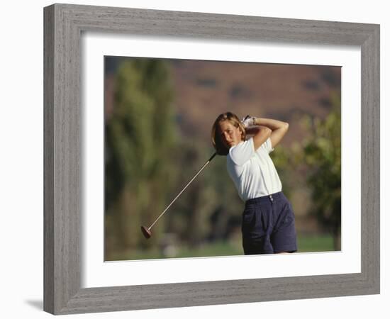 Woman Golfer in Action-Chris Trotman-Framed Photographic Print