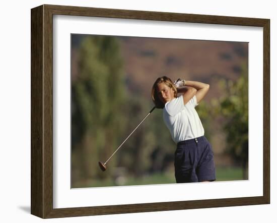 Woman Golfer in Action-Chris Trotman-Framed Photographic Print