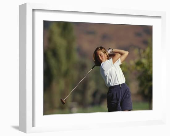 Woman Golfer in Action-Chris Trotman-Framed Photographic Print