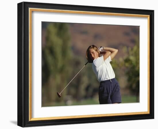 Woman Golfer in Action-Chris Trotman-Framed Photographic Print