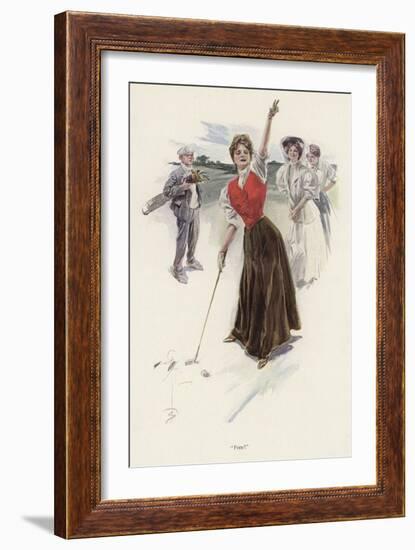 Woman Golfer on the Course (Colour Litho)-Harrison Fisher-Framed Giclee Print