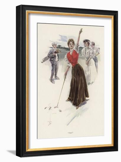 Woman Golfer on the Course (Colour Litho)-Harrison Fisher-Framed Giclee Print