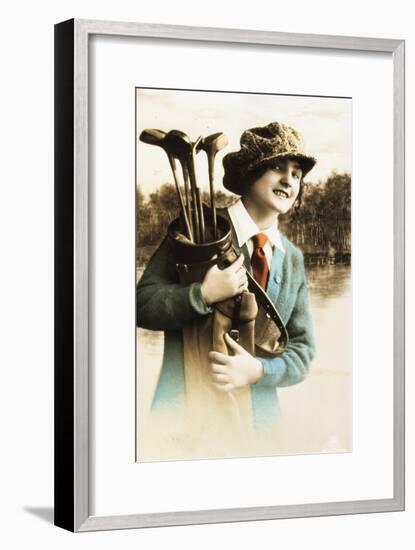 Woman golfer, postcard, c1910-Unknown-Framed Giclee Print
