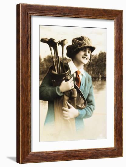 Woman golfer, postcard, c1910-Unknown-Framed Giclee Print