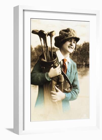 Woman golfer, postcard, c1910-Unknown-Framed Giclee Print