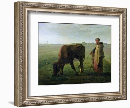 Woman Grazing Her Cow, 1858-Jean-François Millet-Framed Giclee Print