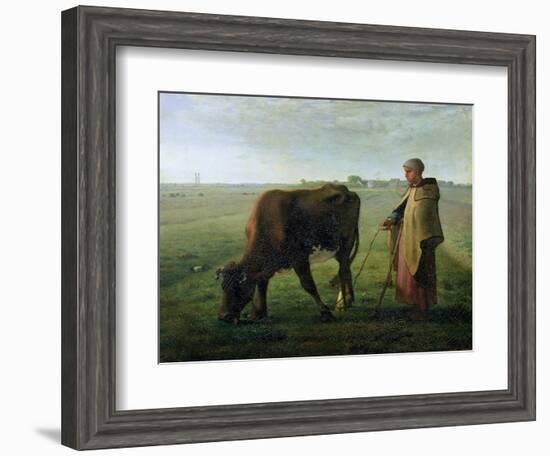 Woman Grazing Her Cow, 1858-Jean-François Millet-Framed Giclee Print