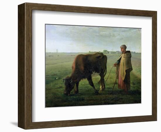 Woman Grazing Her Cow, 1858-Jean-François Millet-Framed Giclee Print