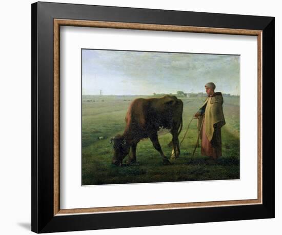 Woman Grazing Her Cow, 1858-Jean-François Millet-Framed Giclee Print